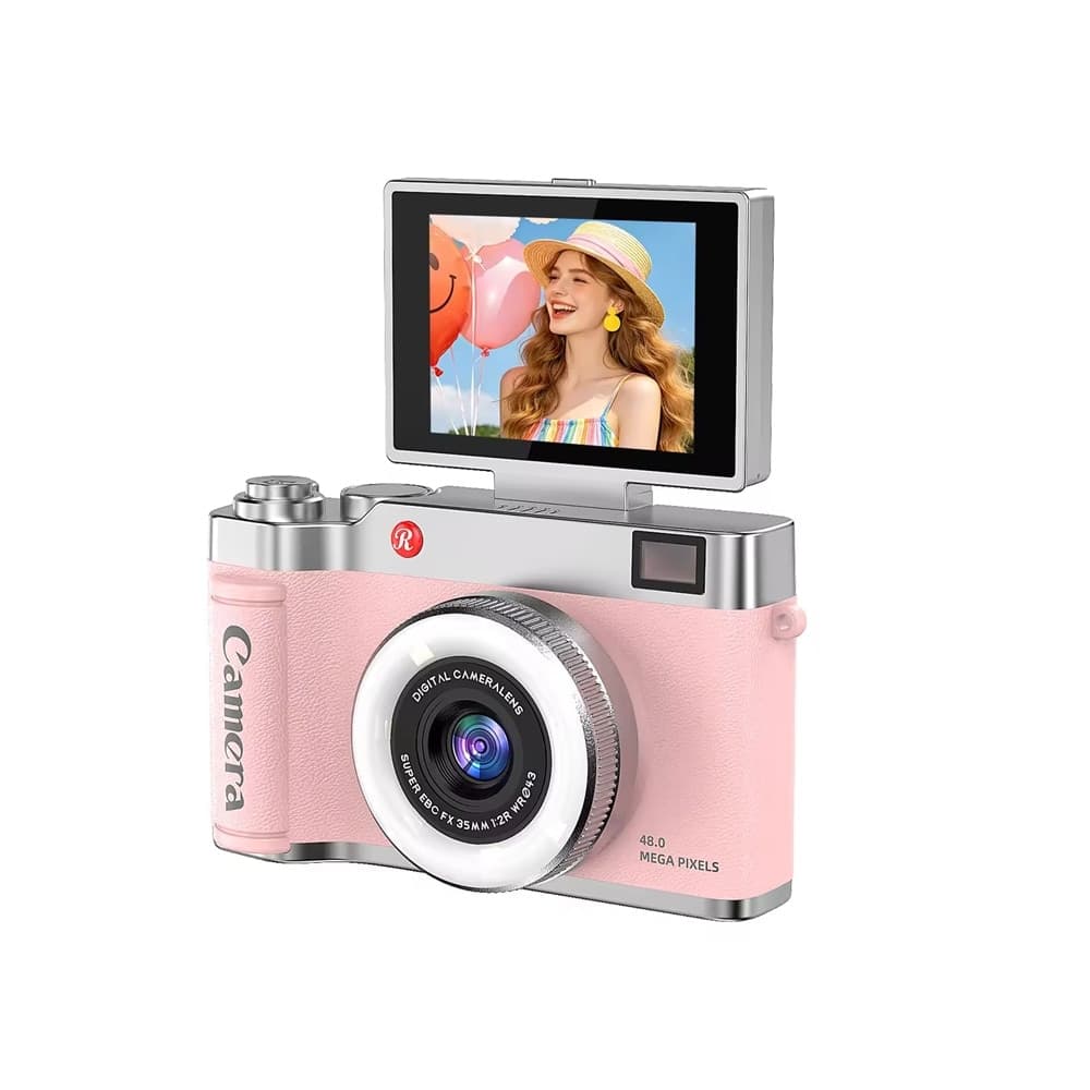 FOTOCAMERA DIGITALE STILE RETRÒ SCHERMO IPS DA 2,4" RIBALTABILE ZOOM DIGITALE 8X 48MP Q07 - 10