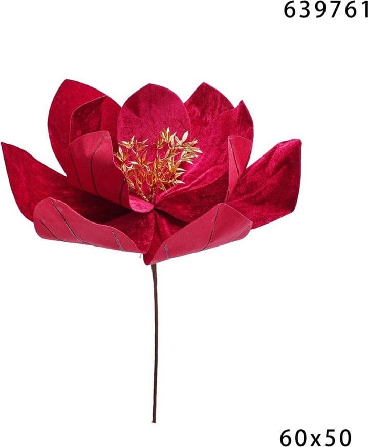 FIORE NATALIZIO DECORATIVO ⌀60CM CON STELO 50CM ADDOBBO FLOREALE PER CASA ALBERO GHIRLANDE - 3