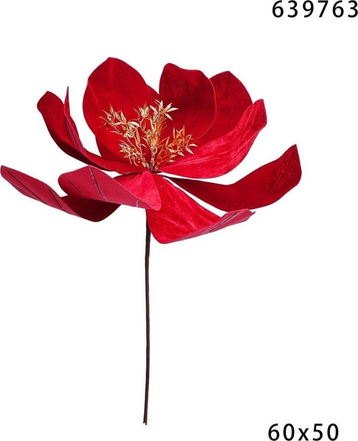 FIORE NATALIZIO DECORATIVO ⌀60CM CON STELO 50CM ADDOBBO FLOREALE PER CASA ALBERO GHIRLANDE - 5