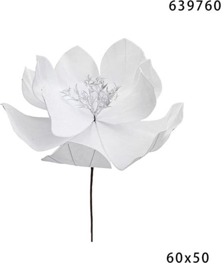 FIORE NATALIZIO DECORATIVO ⌀60CM CON STELO 50CM ADDOBBO FLOREALE PER CASA ALBERO GHIRLANDE - 7