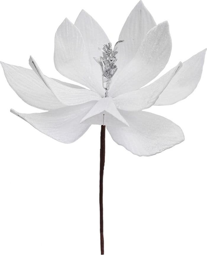 FIORE NATALIZIO DECORATIVO ⌀30CM CON STELO 25CM ADDOBBO FLOREALE PER CASA ALBERO GHIRLANDE - 2