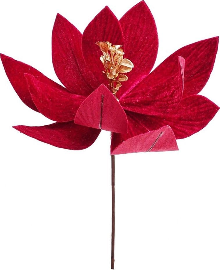 FIORE NATALIZIO DECORATIVO ⌀30CM CON STELO 25CM ADDOBBO FLOREALE PER CASA ALBERO GHIRLANDE - 4