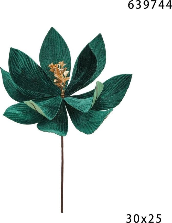 FIORE NATALIZIO DECORATIVO ⌀30CM CON STELO 25CM ADDOBBO FLOREALE PER CASA ALBERO GHIRLANDE - 7