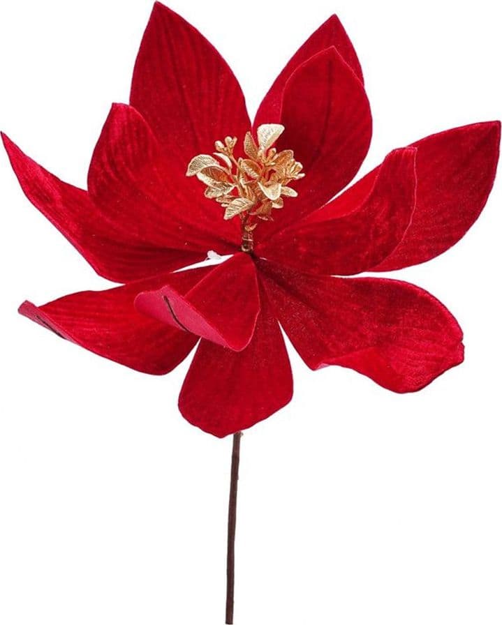 FIORE NATALIZIO DECORATIVO ⌀30CM CON STELO 25CM ADDOBBO FLOREALE PER CASA ALBERO GHIRLANDE - 8