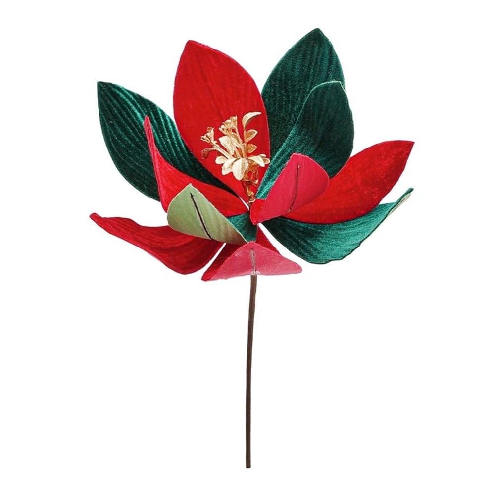 FIORE NATALIZIO DECORATIVO ⌀30CM CON STELO 25CM ADDOBBO FLOREALE PER CASA ALBERO GHIRLANDE - 10
