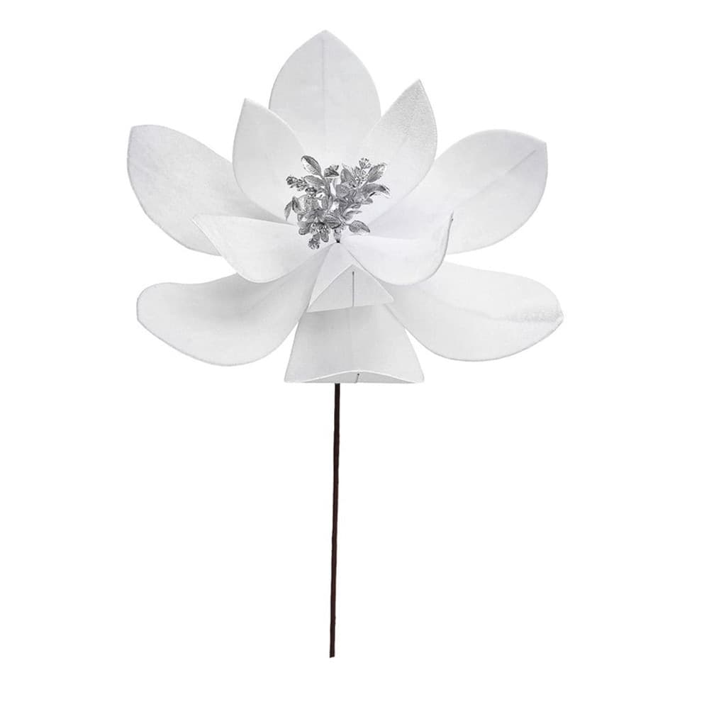 FIORE NATALIZIO DECORATIVO ⌀40CM CON STELO 50CM ADDOBBO FLOREALE PER CASA ALBERO GHIRLANDE - 2