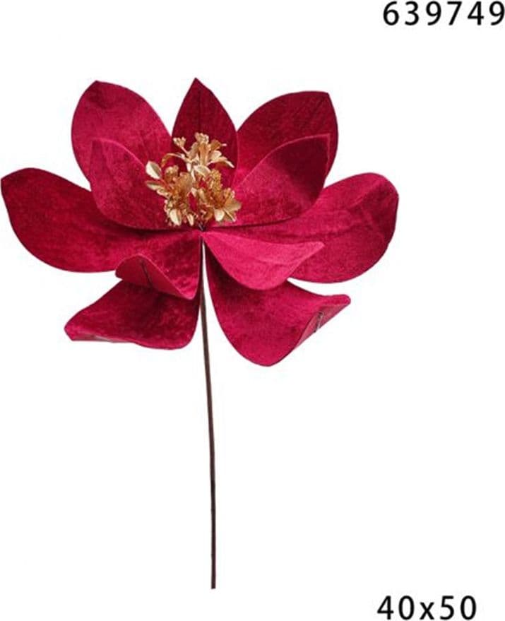 FIORE NATALIZIO DECORATIVO ⌀40CM CON STELO 50CM ADDOBBO FLOREALE PER CASA ALBERO GHIRLANDE - 5