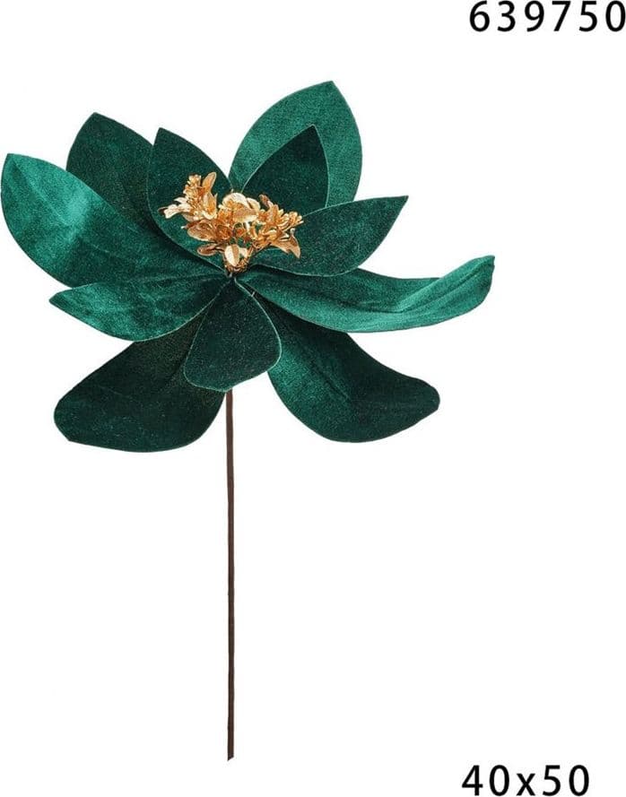 FIORE NATALIZIO DECORATIVO ⌀40CM CON STELO 50CM ADDOBBO FLOREALE PER CASA ALBERO GHIRLANDE - 7