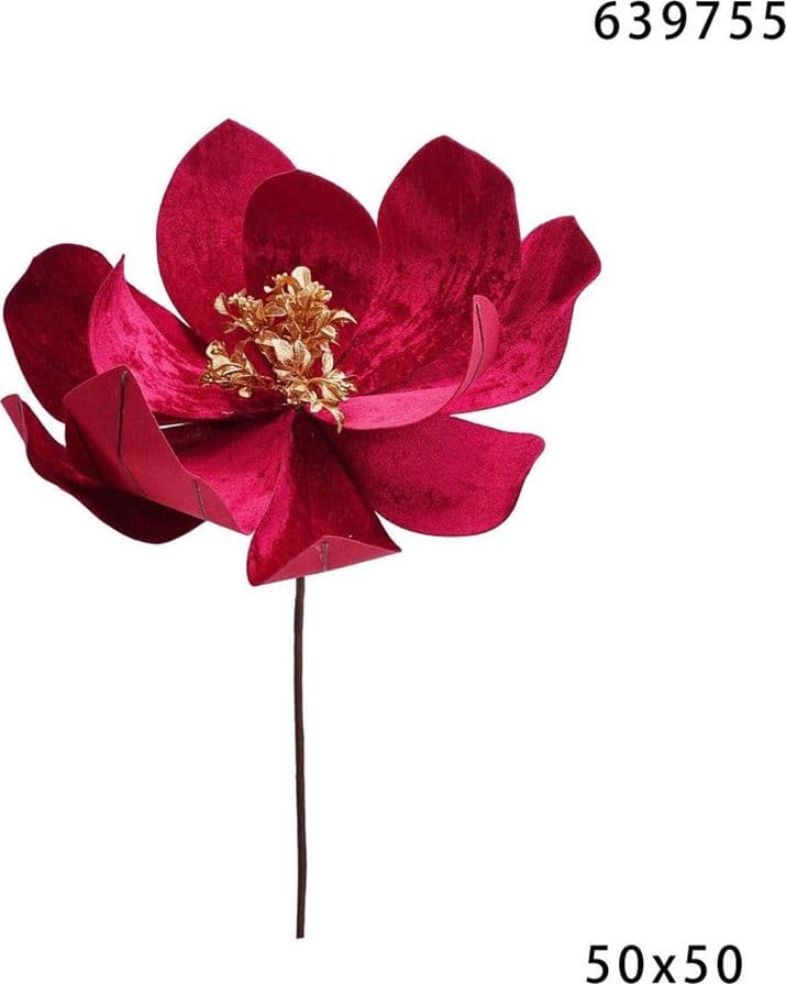 FIORE NATALIZIO DECORATIVO ⌀50CM CON STELO 50CM ADDOBBO FLOREALE PER CASA ALBERO GHIRLANDE - 3