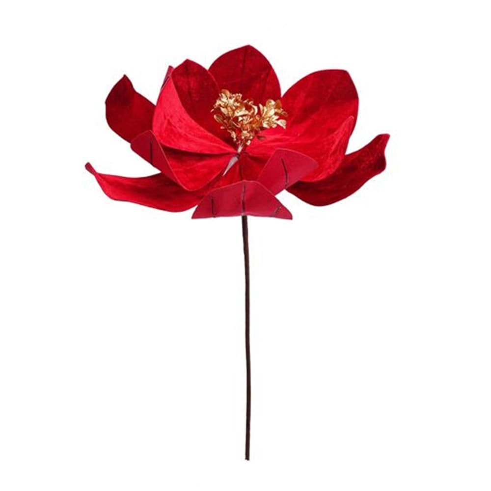 FIORE NATALIZIO DECORATIVO ⌀50CM CON STELO 50CM ADDOBBO FLOREALE PER CASA ALBERO GHIRLANDE - 4