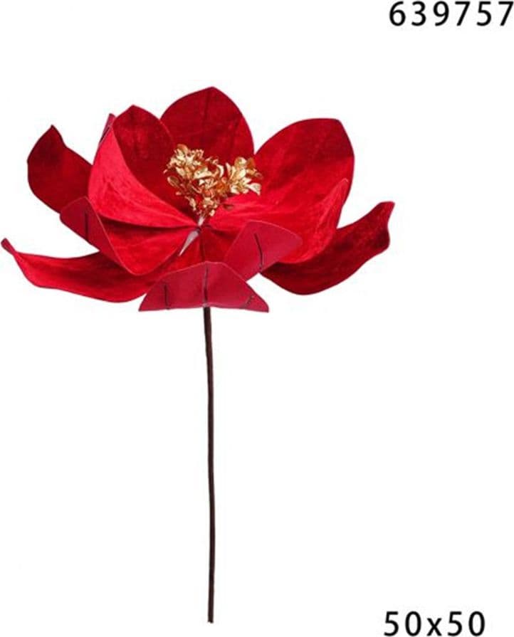 FIORE NATALIZIO DECORATIVO ⌀50CM CON STELO 50CM ADDOBBO FLOREALE PER CASA ALBERO GHIRLANDE - 5