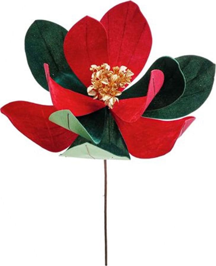 FIORE NATALIZIO DECORATIVO ⌀50CM CON STELO 50CM ADDOBBO FLOREALE PER CASA ALBERO GHIRLANDE - 6