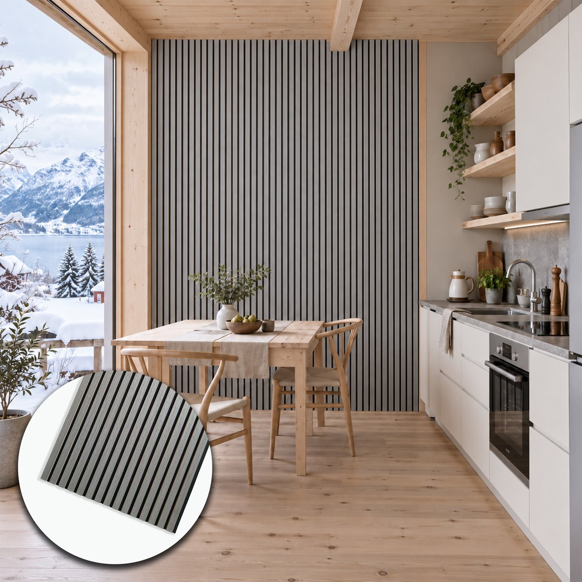 Pannello Acustico a Lamelli in Vero Legno di Rovere, Fibra di Legno e Feltro 12x600x2900 mm – 1,74 m² - 2