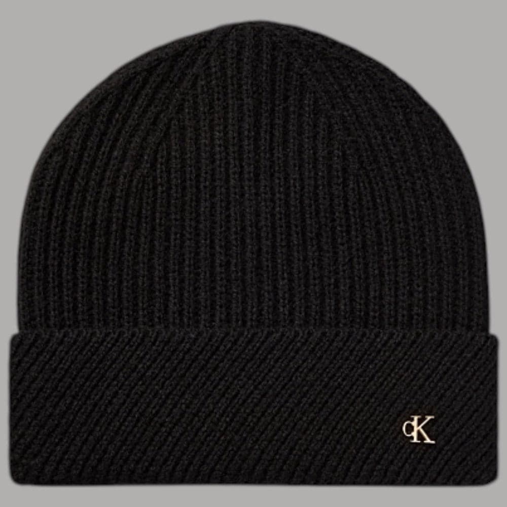 Berretto Calvin Klein in lana a coste con monogramma CK - 7