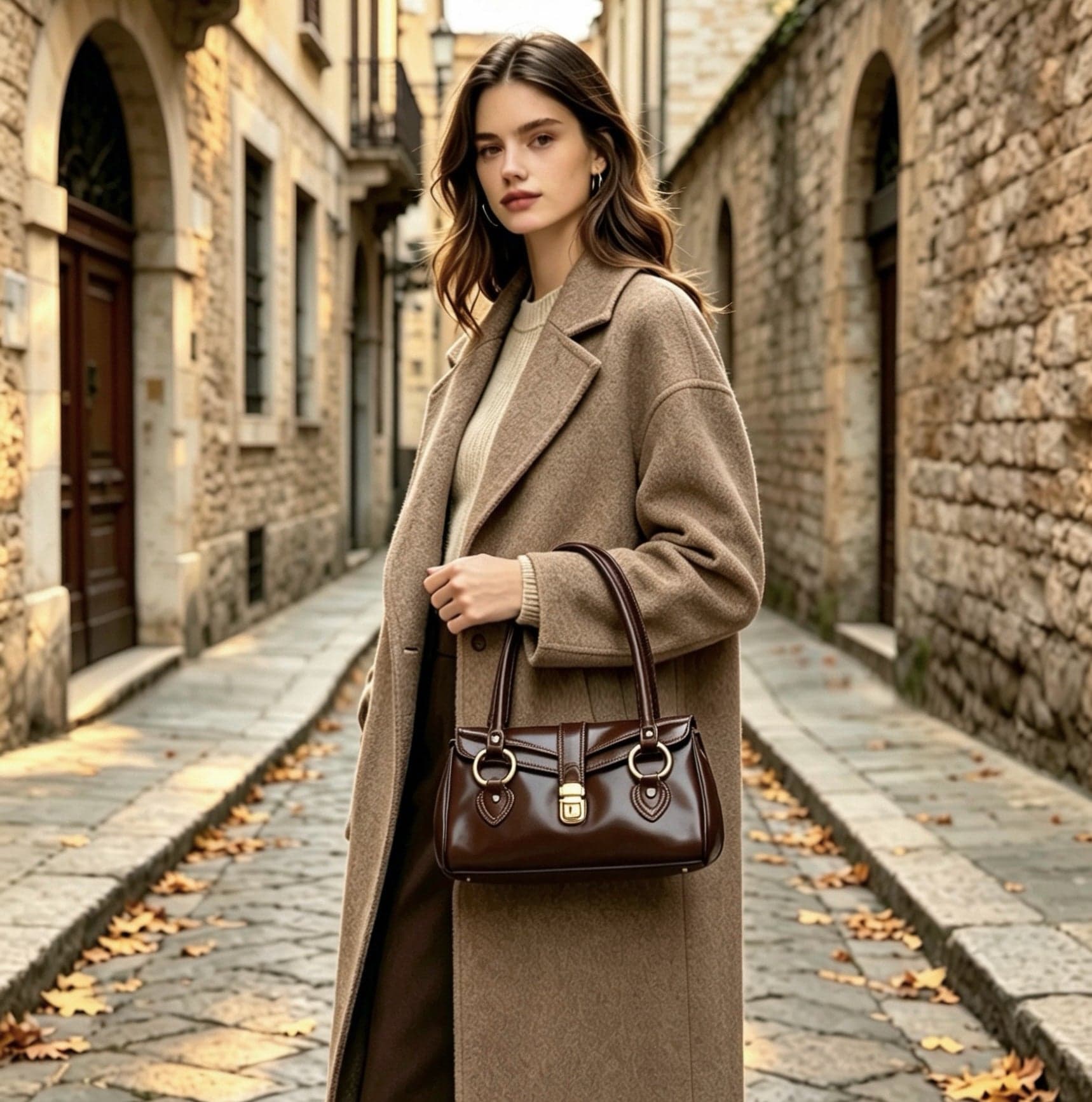 Modarno Borsa donna a spalla in vera pelle di Vacchetta Premium 28x13x14 cm - 1