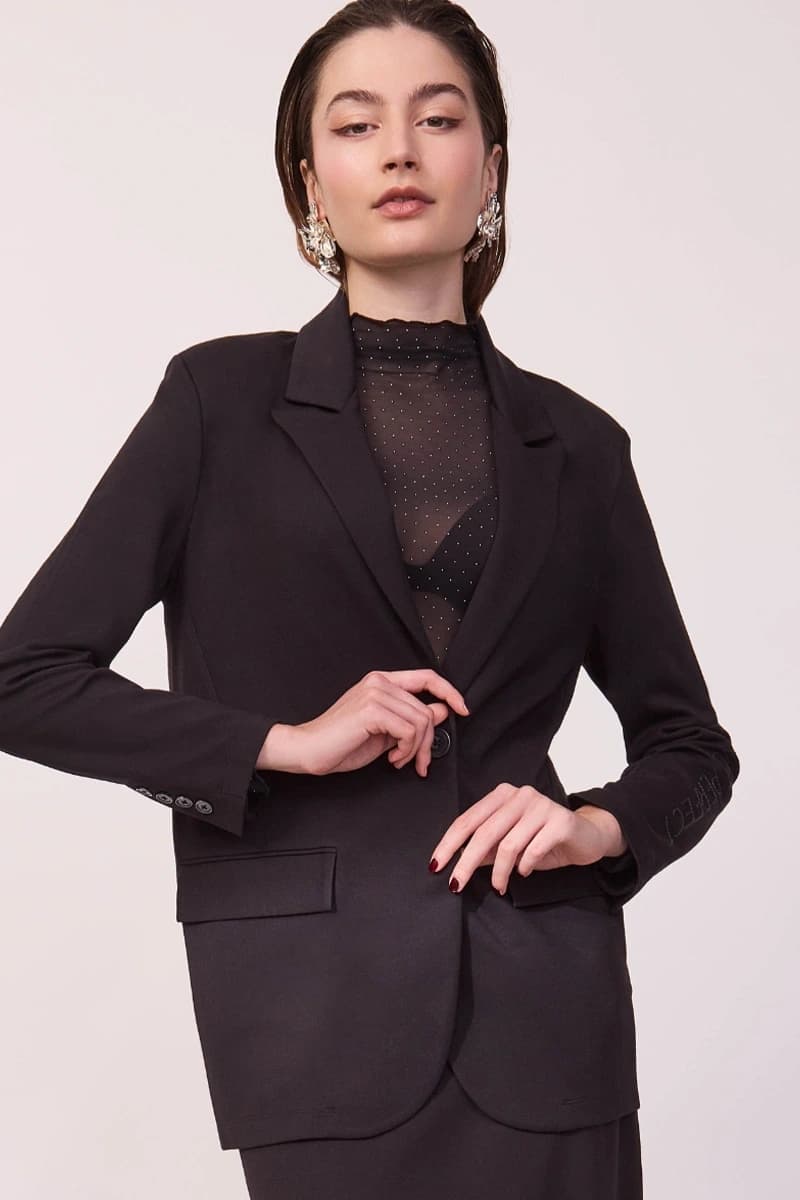 Giacca blazer aperta con tasche e bottone | VERDISSIMA Cosy