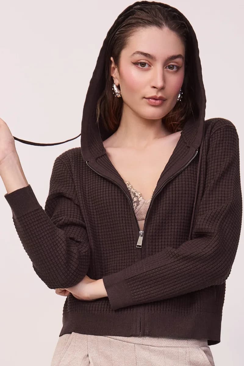 Maglia aperta con zip e cappuccio | VERDISSIMA Cosy