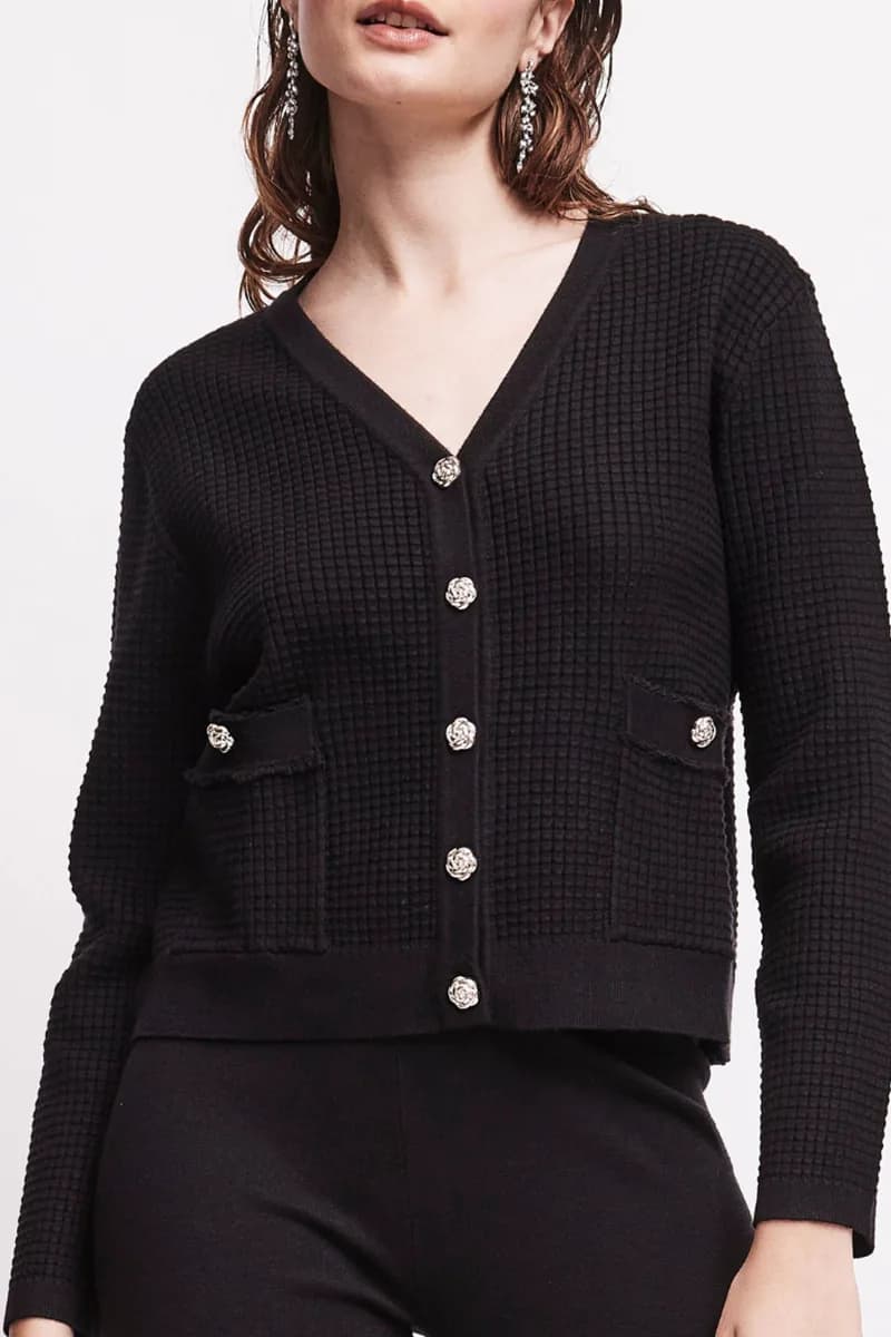 Cardigan corto con tasche e bottoni | VERDISSIMA Cosy - 2