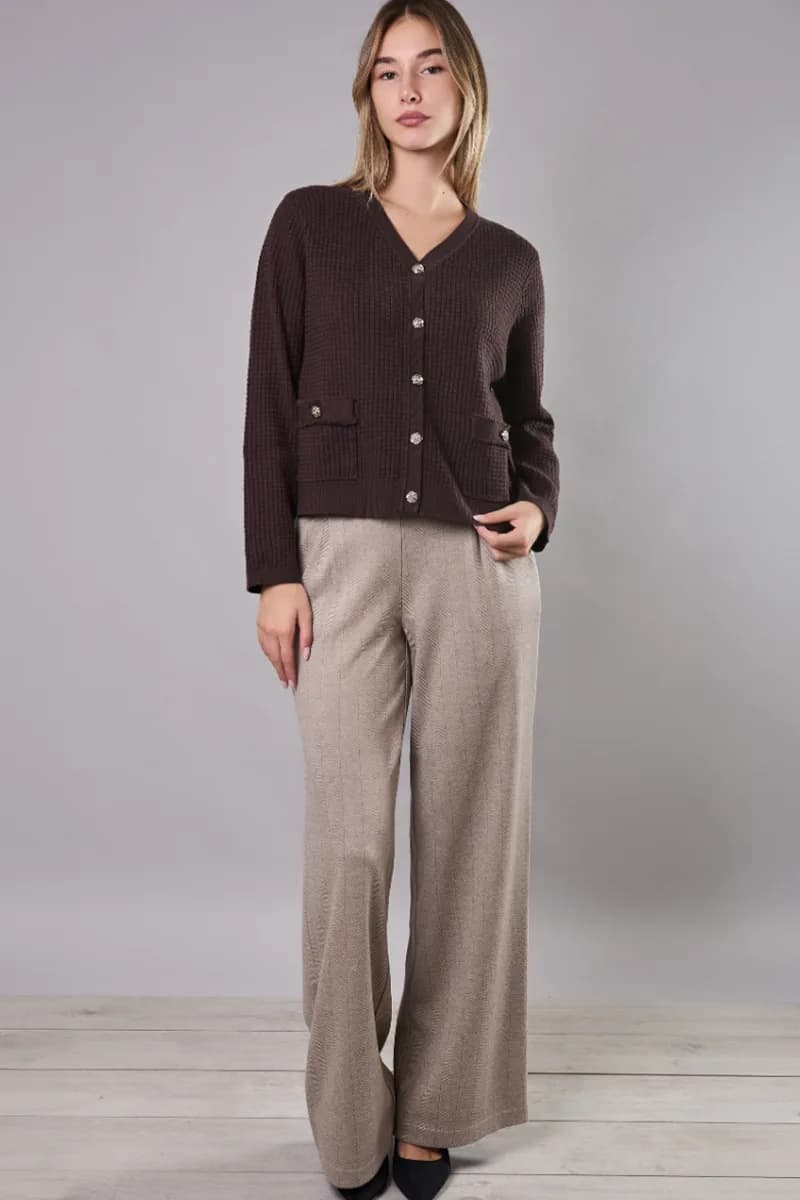 Cardigan corto con tasche e bottoni | VERDISSIMA Cosy - 6