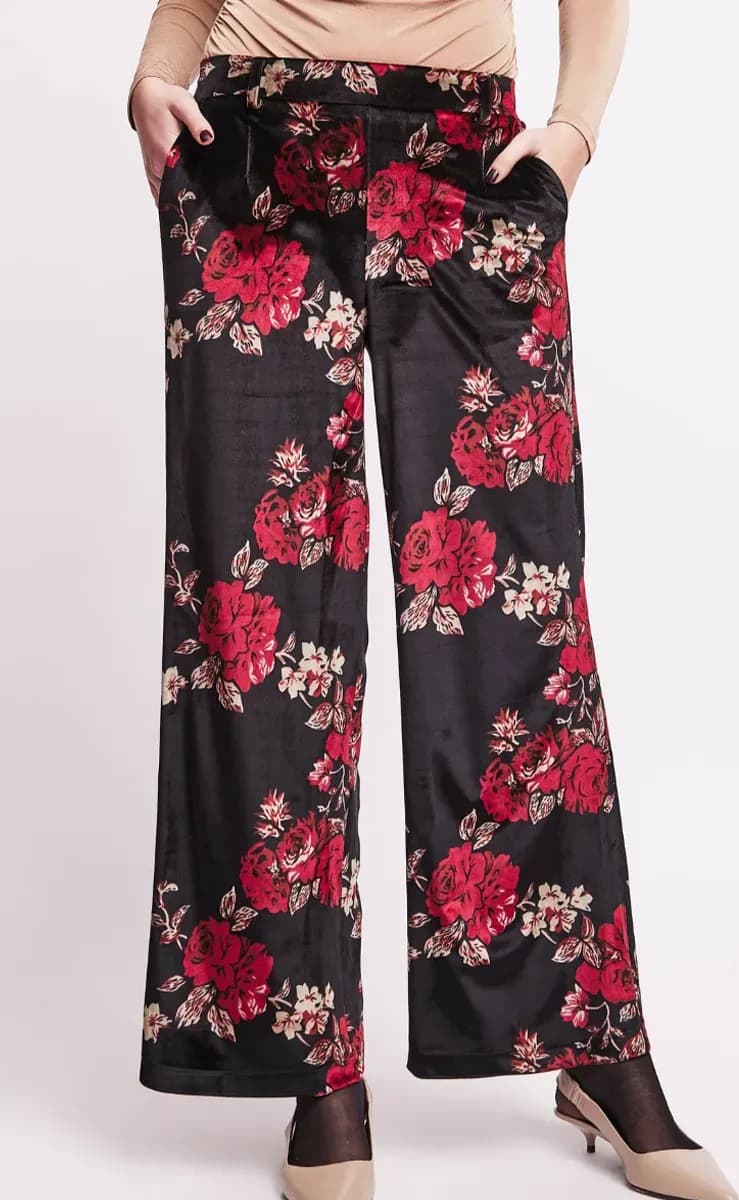 Pantalone effetto camoscio stampa fiori | VERDISSIMA Cosy - 2