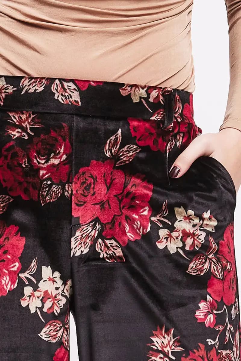 Pantalone effetto camoscio stampa fiori | VERDISSIMA Cosy - 4