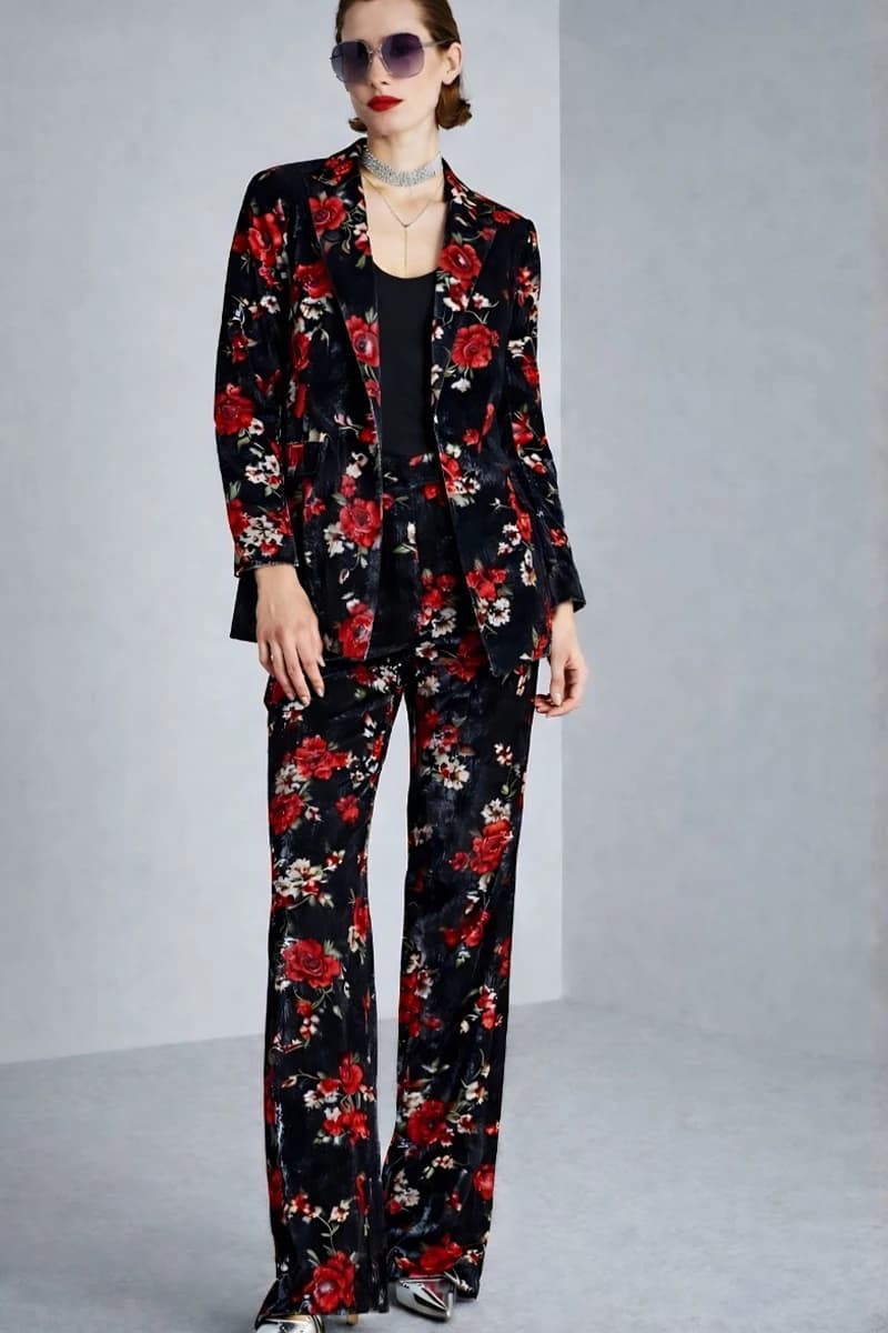 Pantalone effetto camoscio stampa fiori | VERDISSIMA Cosy - 6