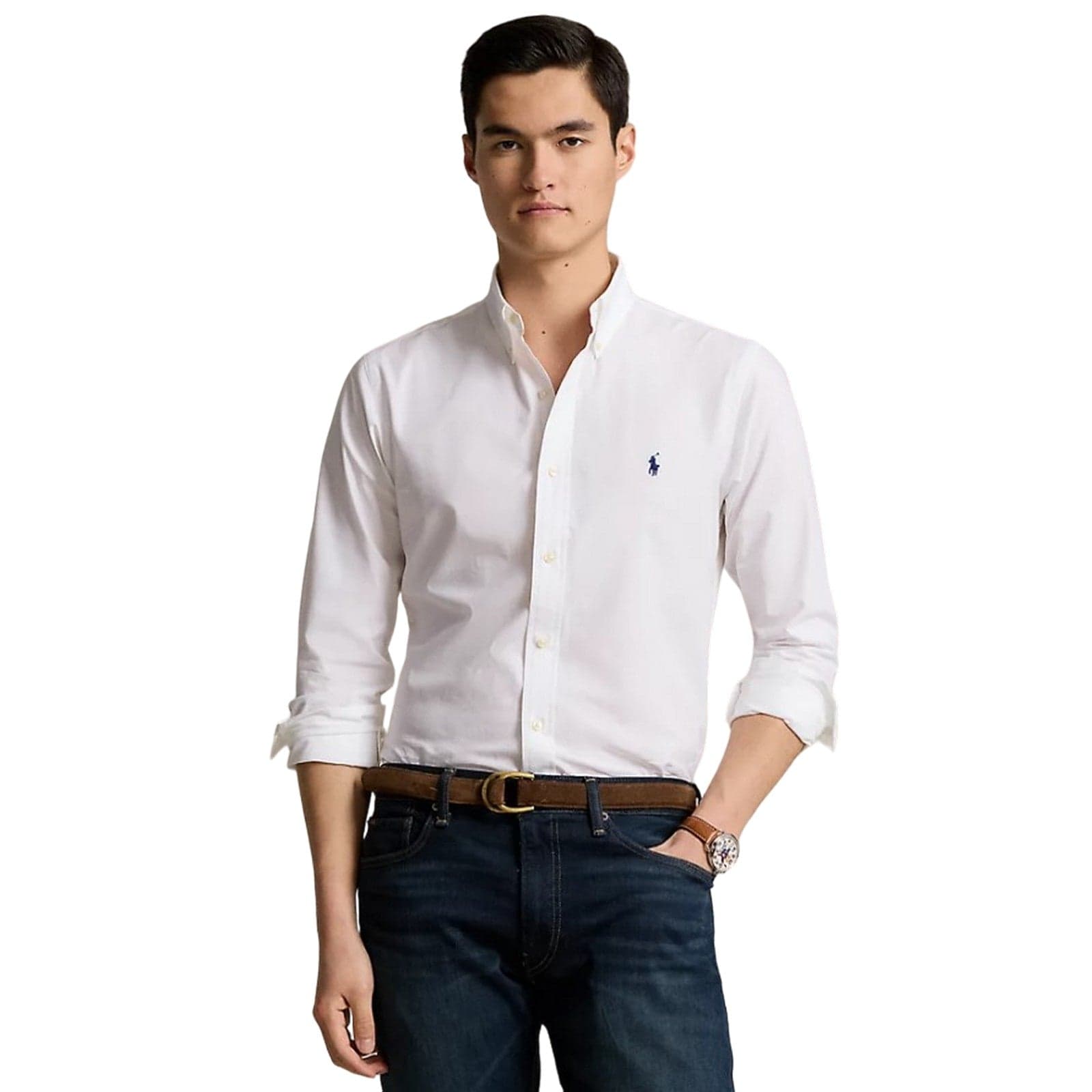 Ralph Lauren camicie casual uomo ralph lauren - custom fit stretch poplin shirt - bianco - 2
