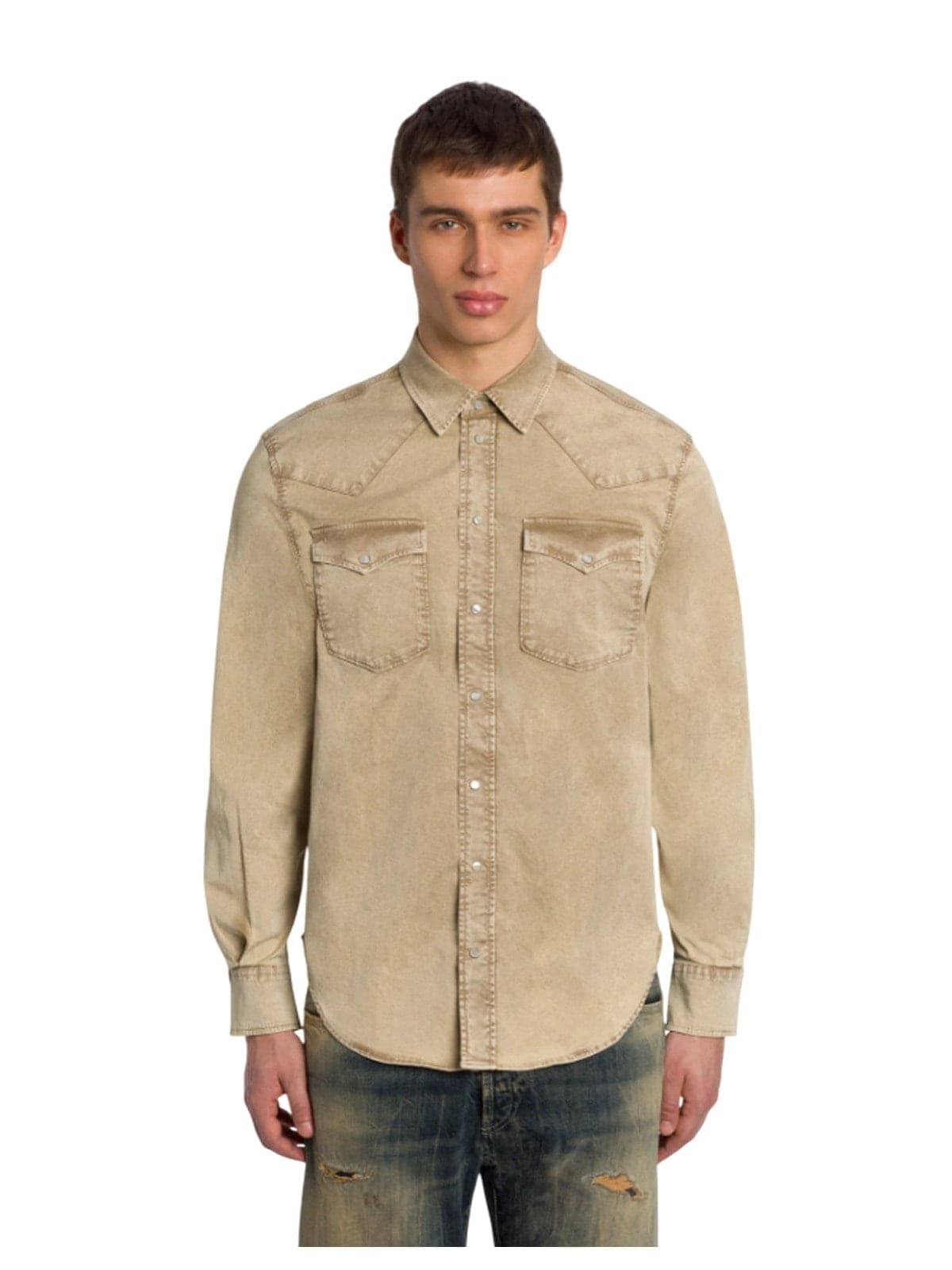 DONDUP camicie casual uomo dondup - camicia regular in gabardina - beige - 2