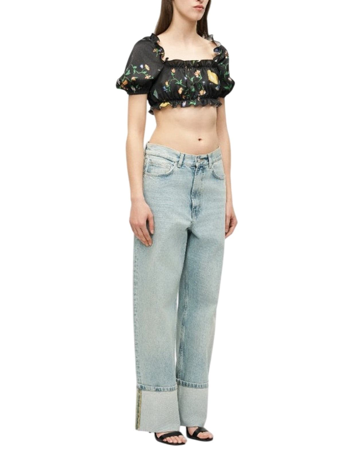 MOSCHINO JEANS camicie donna moschino jeans - camicia raso stampa ramage - nero - 2