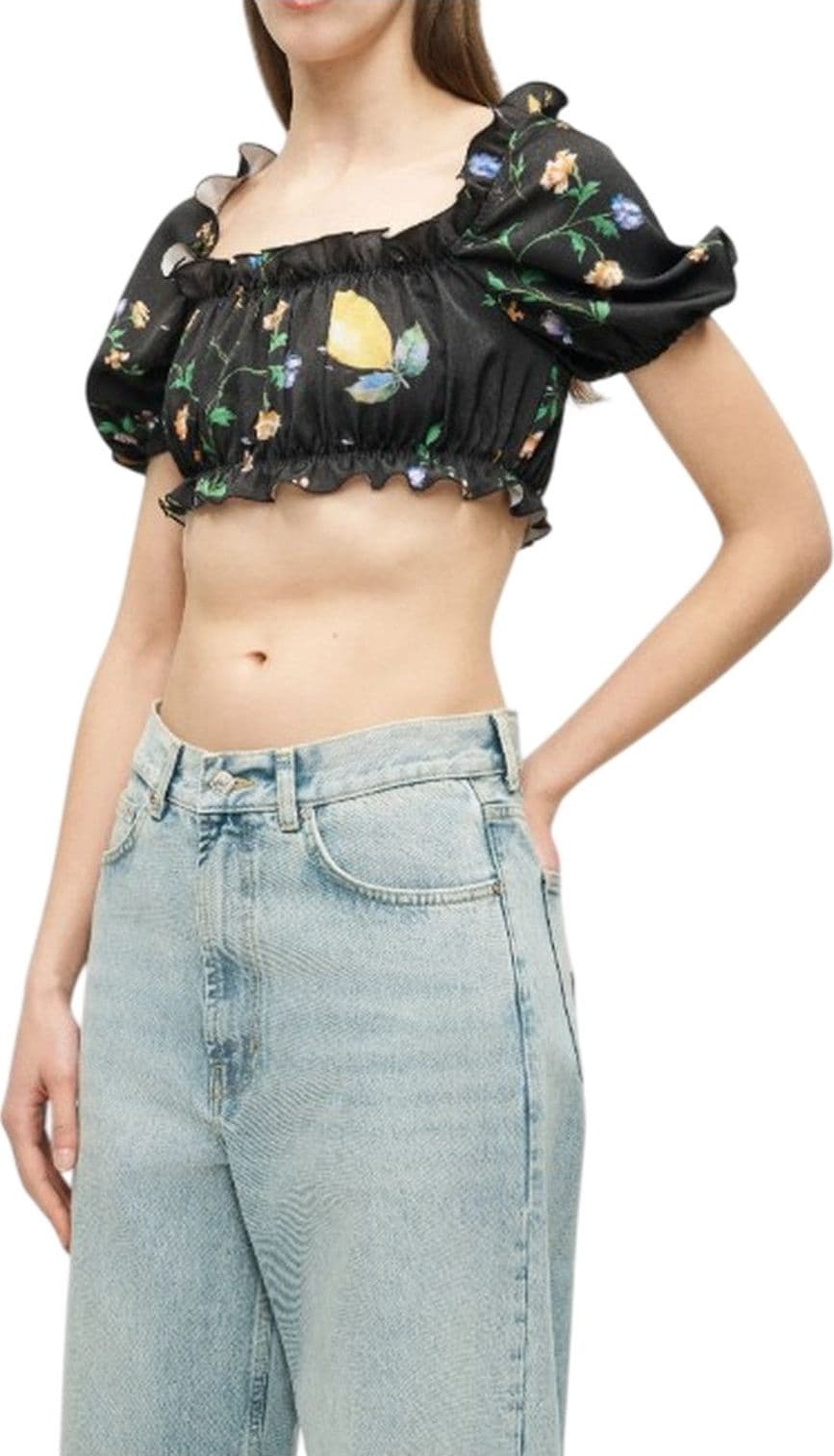 MOSCHINO JEANS camicie donna moschino jeans - camicia raso stampa ramage - nero - 4