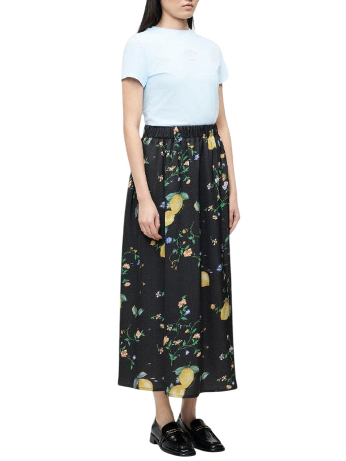 MOSCHINO JEANS gonne casual donna moschino jeans - gonna raso stampa ramage - nero - 4