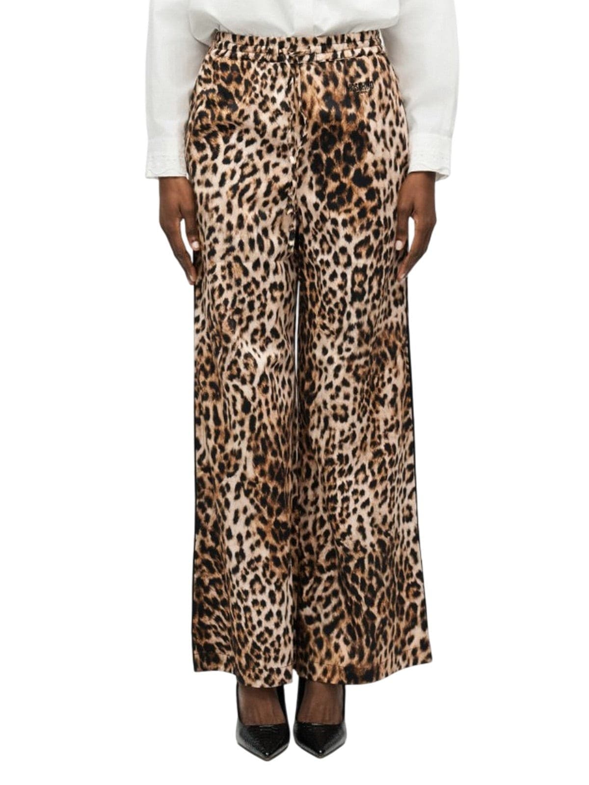 MOSCHINO JEANS pantaloni donna moschino jeans - pantalone raso cotone tampa leopardo - marrone - 2