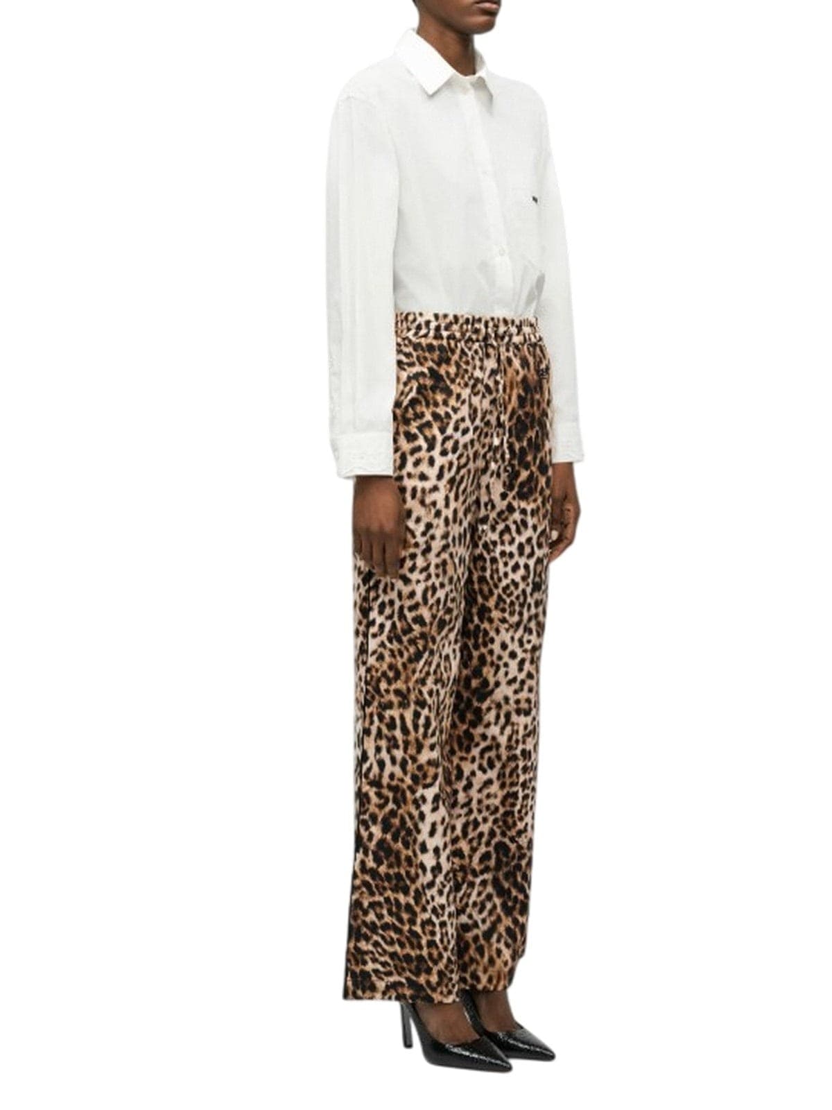 MOSCHINO JEANS pantaloni donna moschino jeans - pantalone raso cotone tampa leopardo - marrone - 3