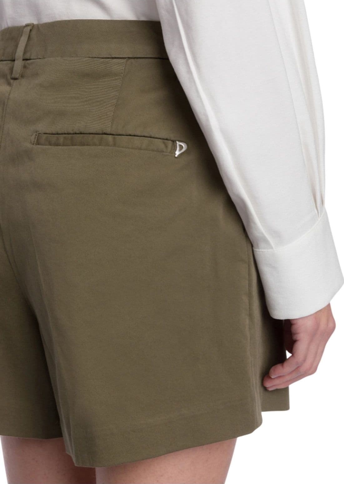 DONDUP pantaloncini donna dondup - shorts loose lori in gabardina - verde militare - 4