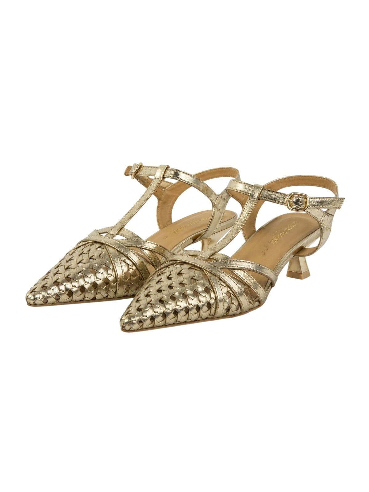 LORENZO MARI scarpe con tacco donna lorenzo mari - intreccio platino/laminato platino - oro - 3