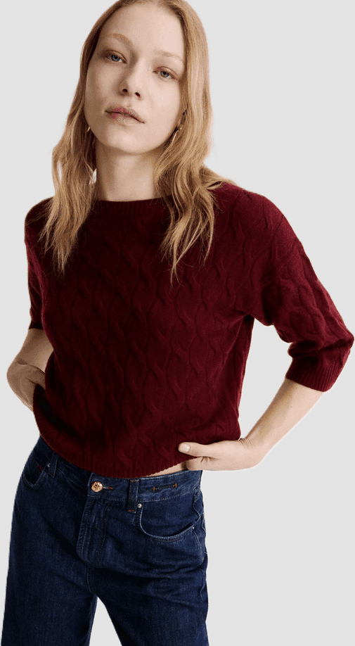 MARELLA maglia a trecce misto cashmere donna bordeaux - 2