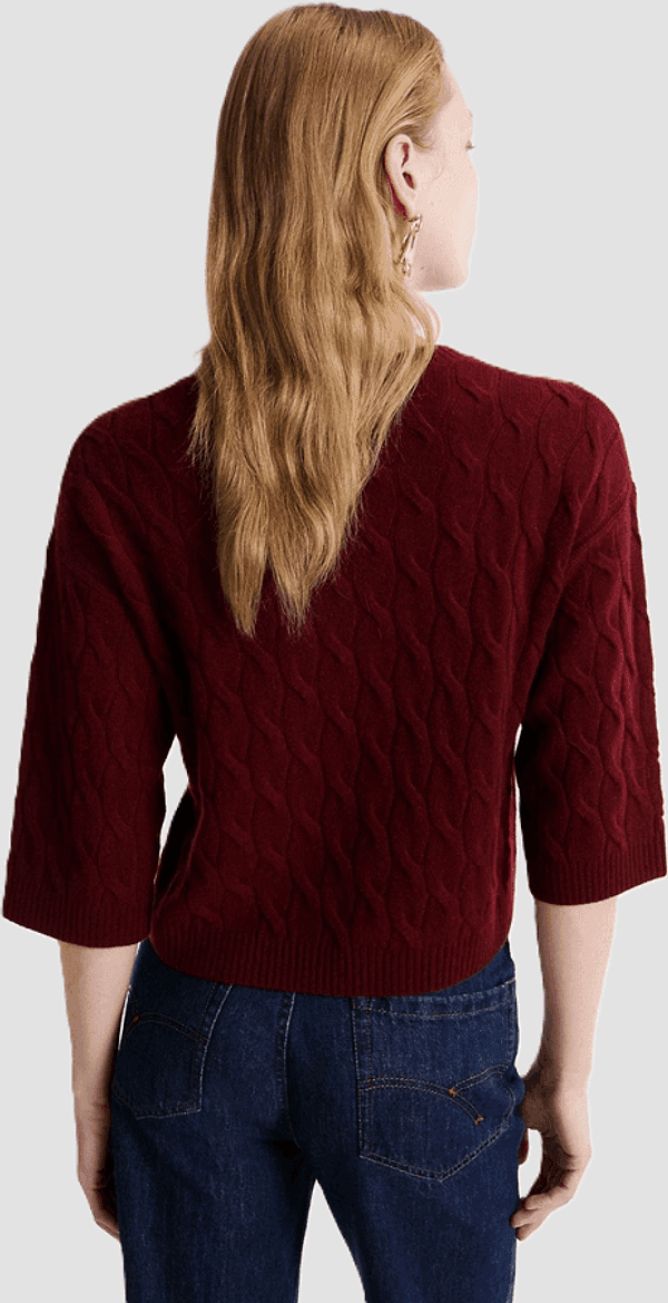 MARELLA maglia a trecce misto cashmere donna bordeaux - 3