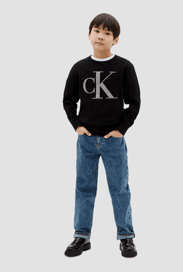 CALVIN KLEIN KIDS maglione con logo da bambino nero - 2