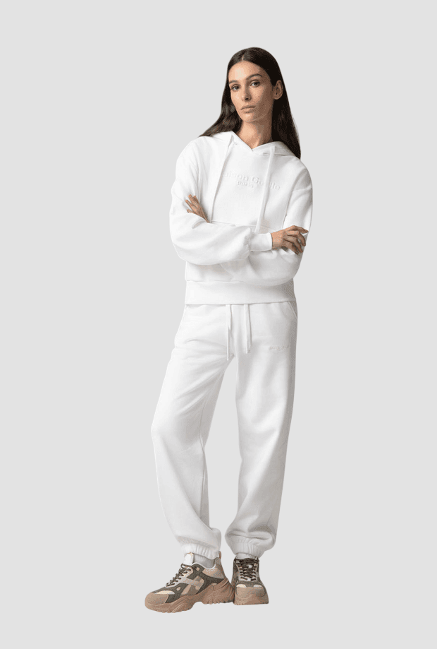 GAELLE felpa con cappuccio e logo donna bianco - 2
