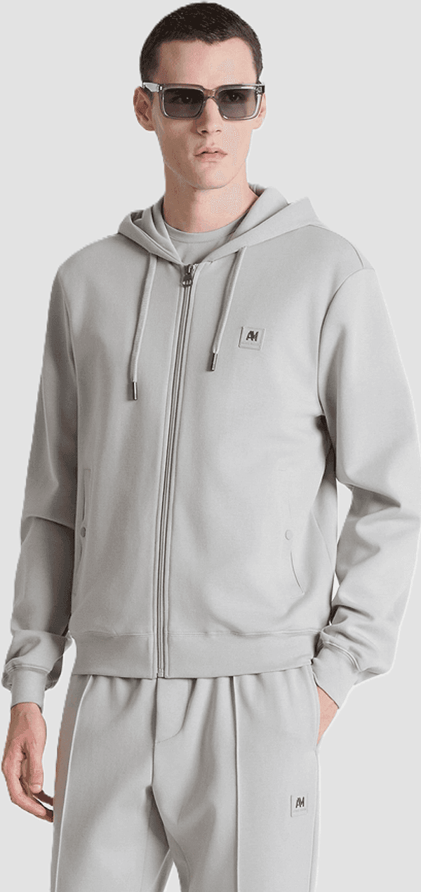 Antony Morato felpa full-zip con cappuccio uomo pietra - 2