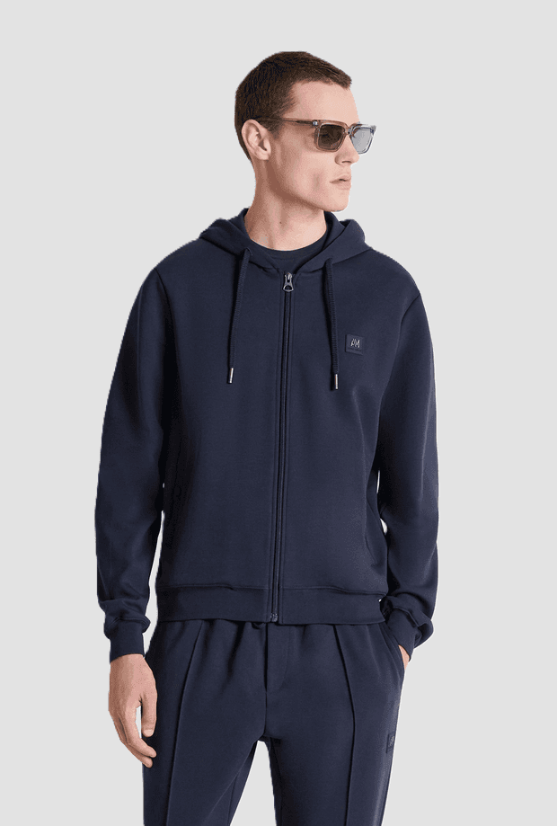 Antony Morato felpa full-zip con cappuccio da uomo blue marine - 2