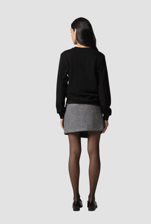GAELLE felpa girocollo con logo strass donna nero - 3