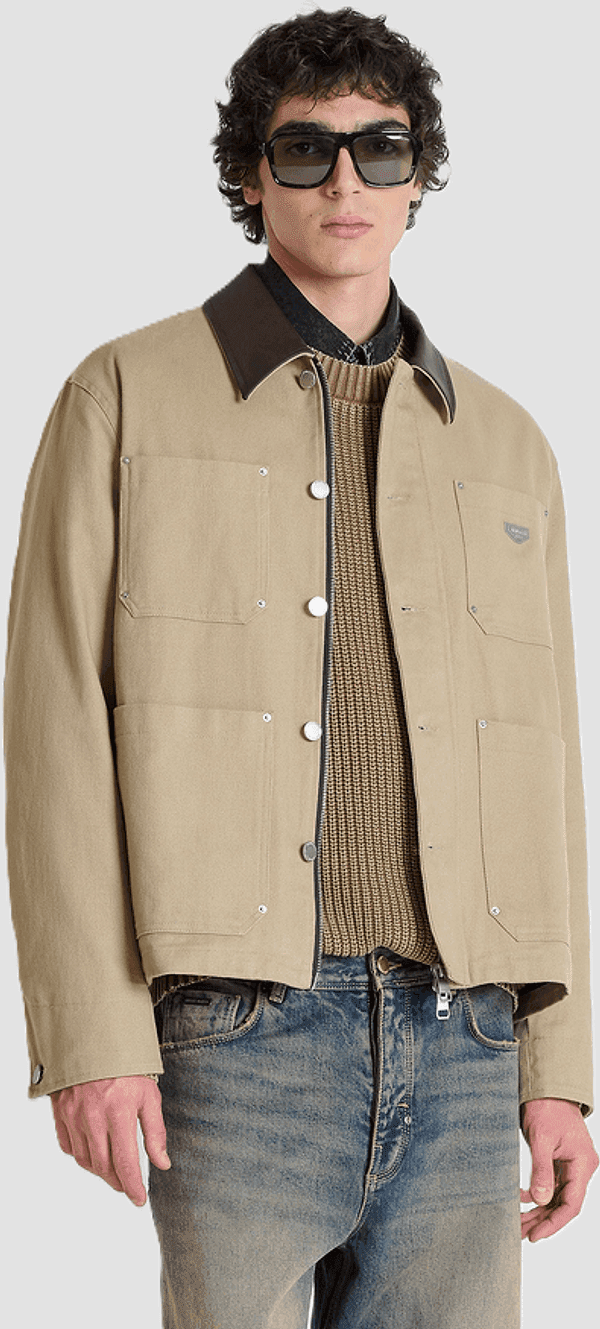 Antony Morato giacca con collo similpelle uomo beige - 2