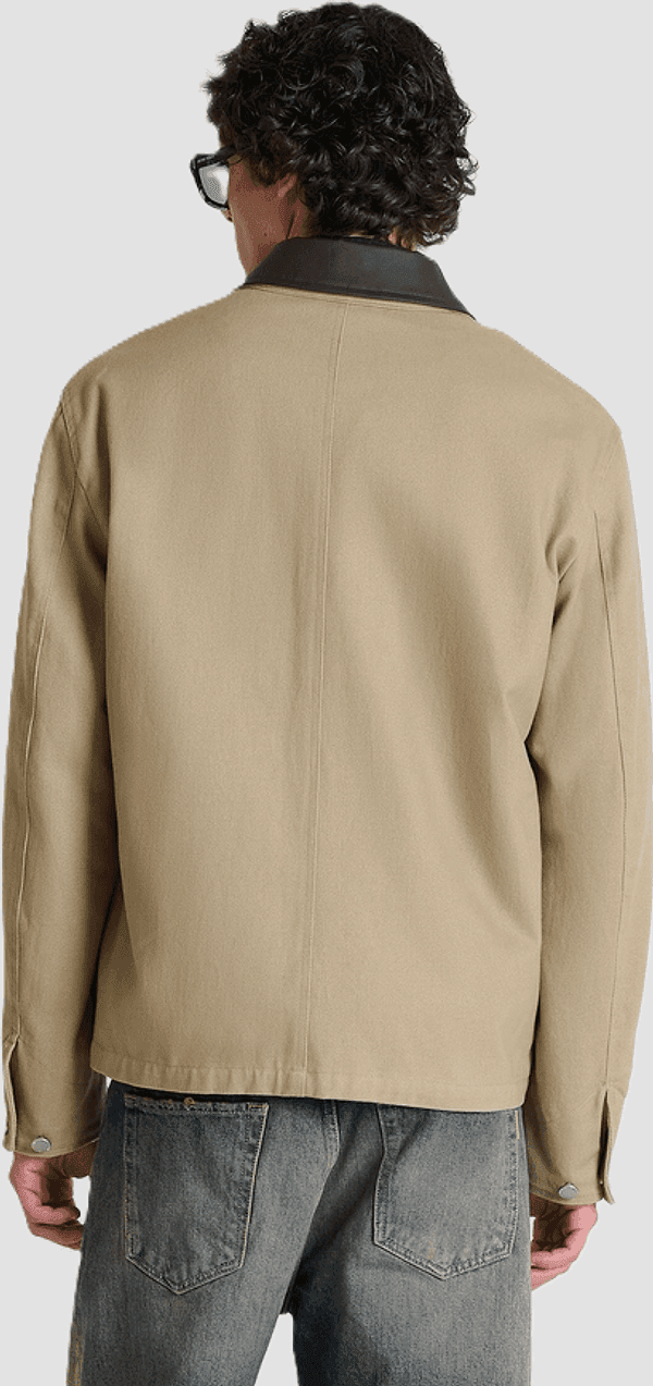 Antony Morato giacca con collo similpelle uomo beige - 4