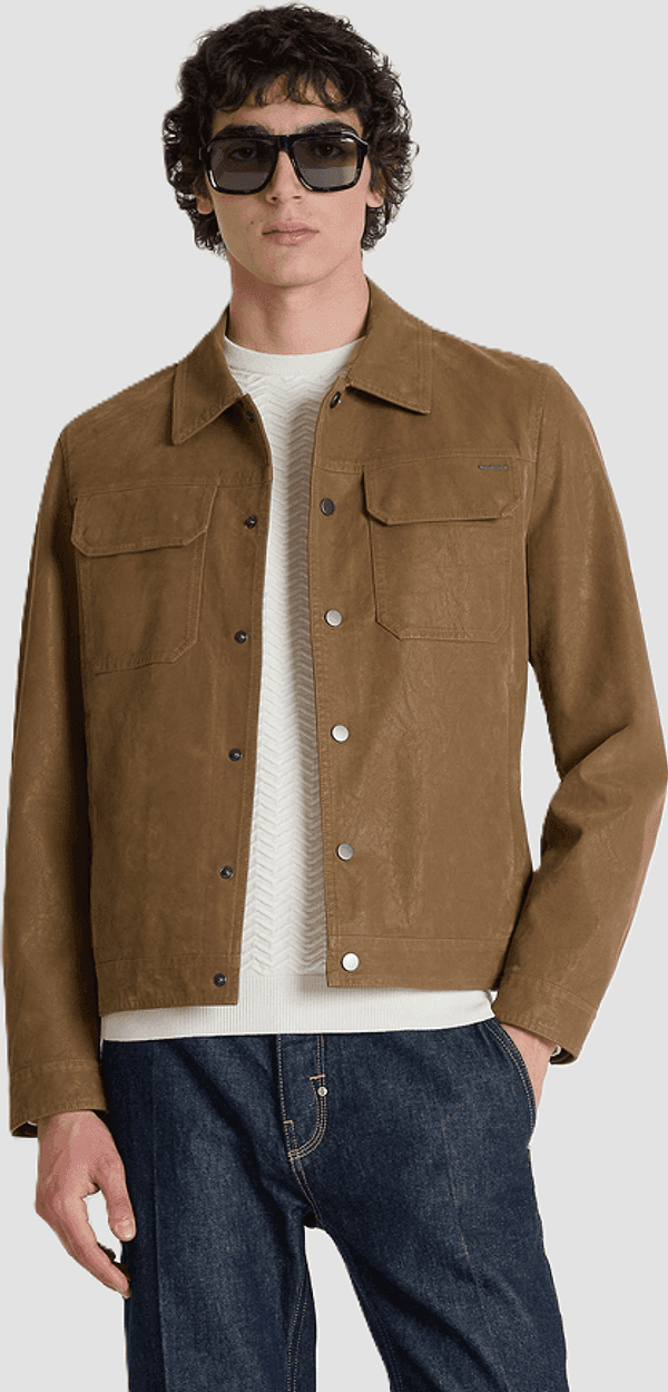 Antony Morato giacca in similpelle da uomo beige - 2