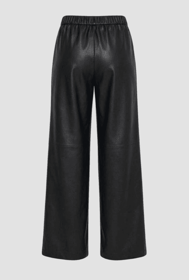 MAX MARA pantalone wide leg in ecopelle donna nero - 2