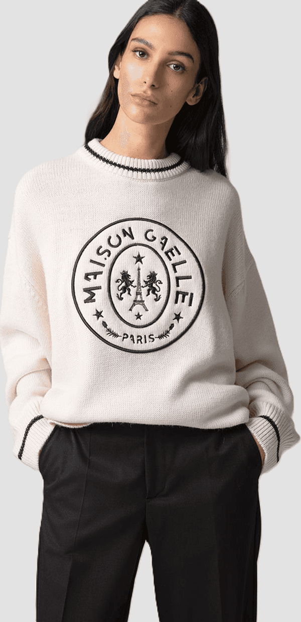 GAELLE pullover girocollo con logo donna crema - 2