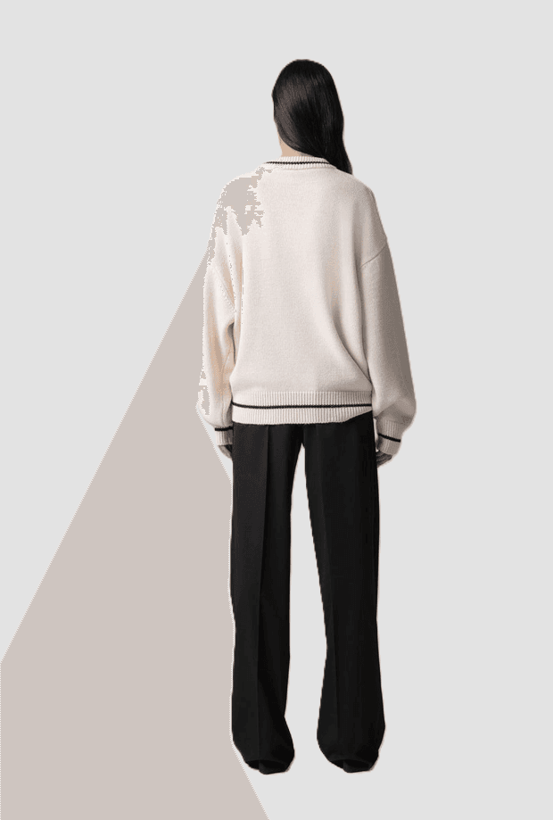 GAELLE pullover girocollo con logo donna crema - 3