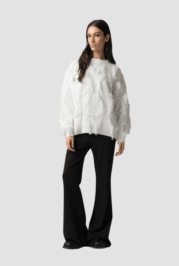 GAELLE pullover a rombi con frange donna crema - 3