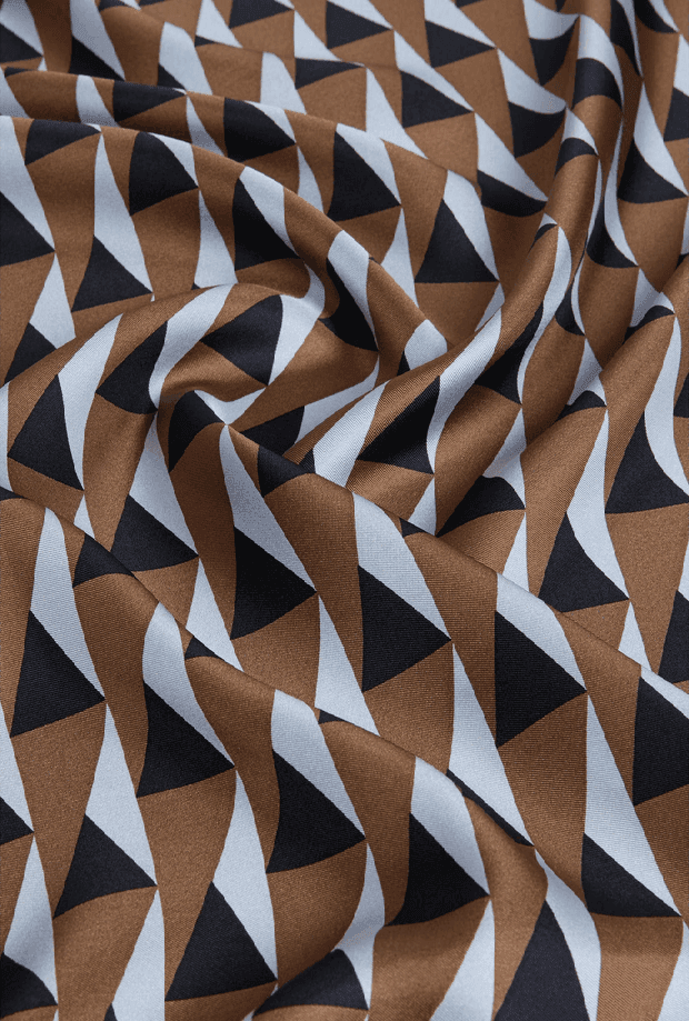 MM BY MAX MARA foulard in seta con stampa geometrica donna marrone-celeste - 2